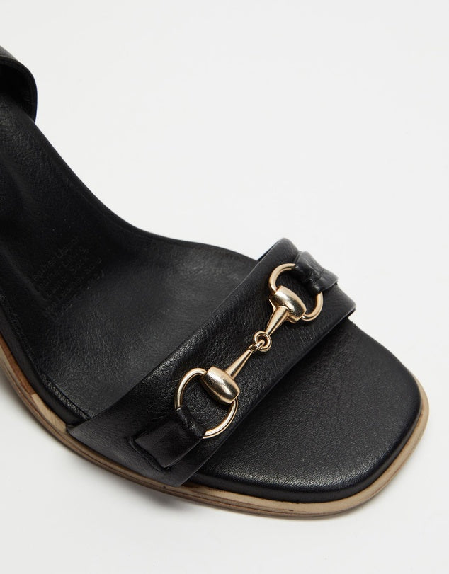 Bueno- Violet- Women’s Black Leather High Heel Dress Sandal