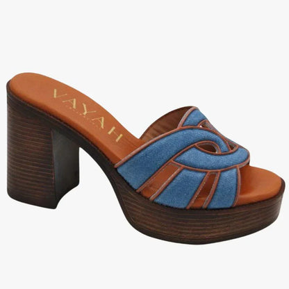 Vayah - Alba - Women’s Denim Leather Platform