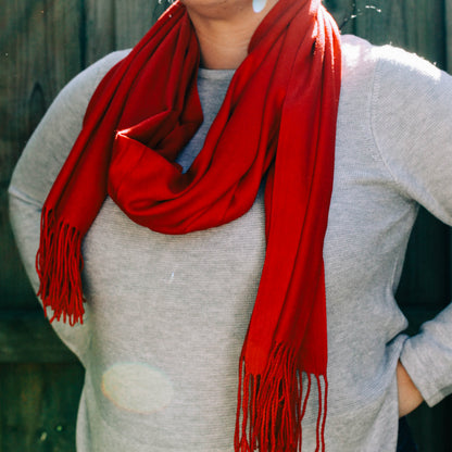 Giftzone - Fine Scarf - Women's Cashmere Blend Tasseled Scarf