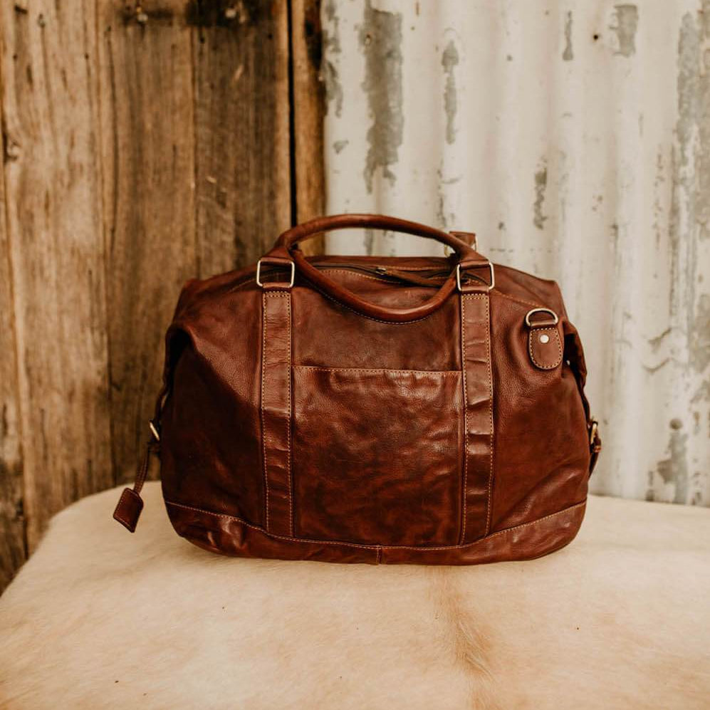 Lake Leather - Roland - Unisex Medium Leather Duffle Overnighter Bag