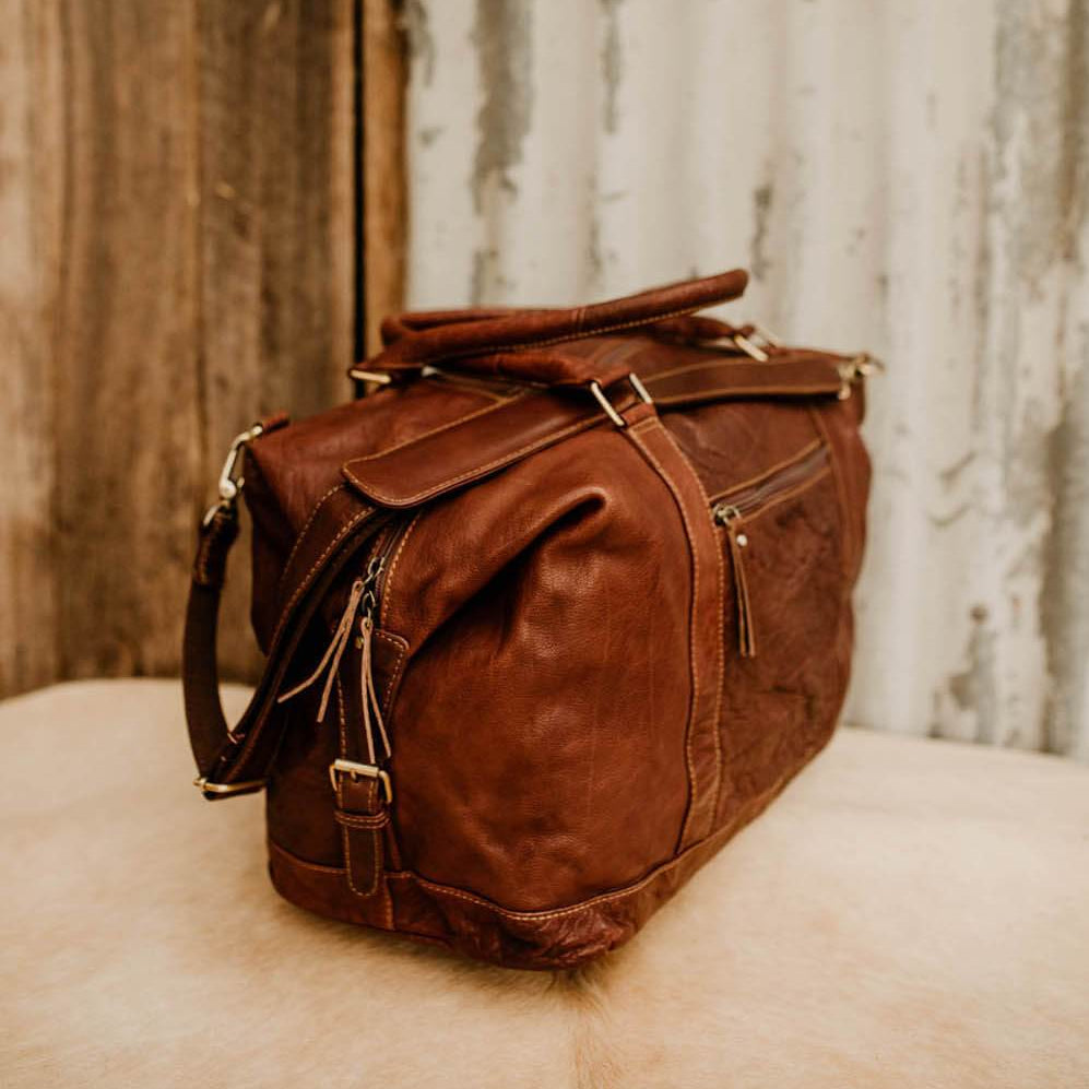 Lake Leather - Roland - Unisex Medium Leather Duffle Overnighter Bag