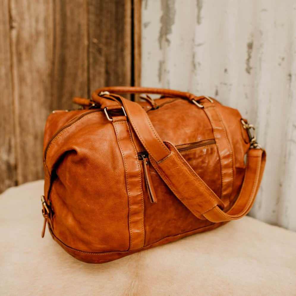 Lake Leather - Roland - Unisex Medium Leather Duffle Overnighter Bag