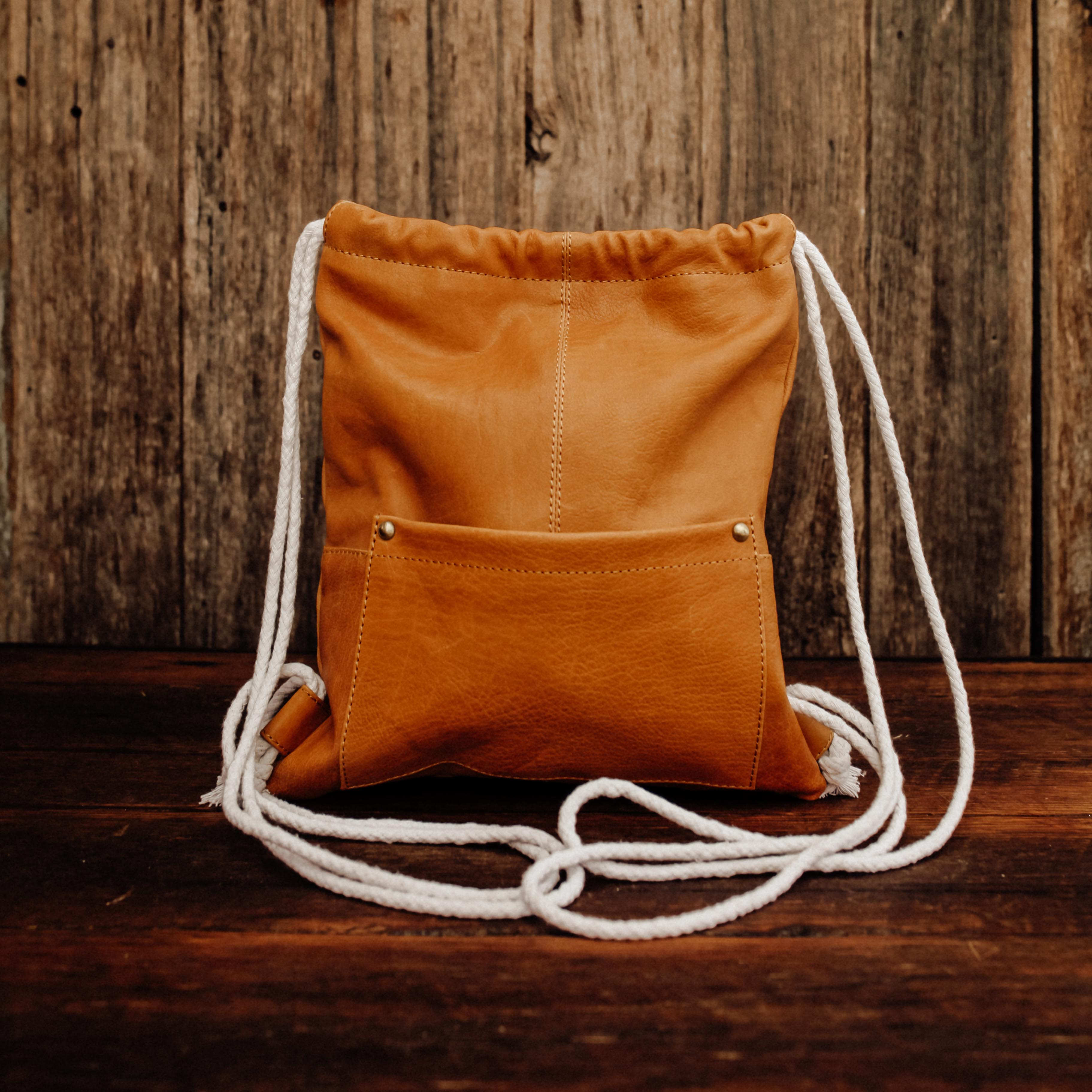Lake Leather - Pioneer - Women's Leather Drawstring Backpack