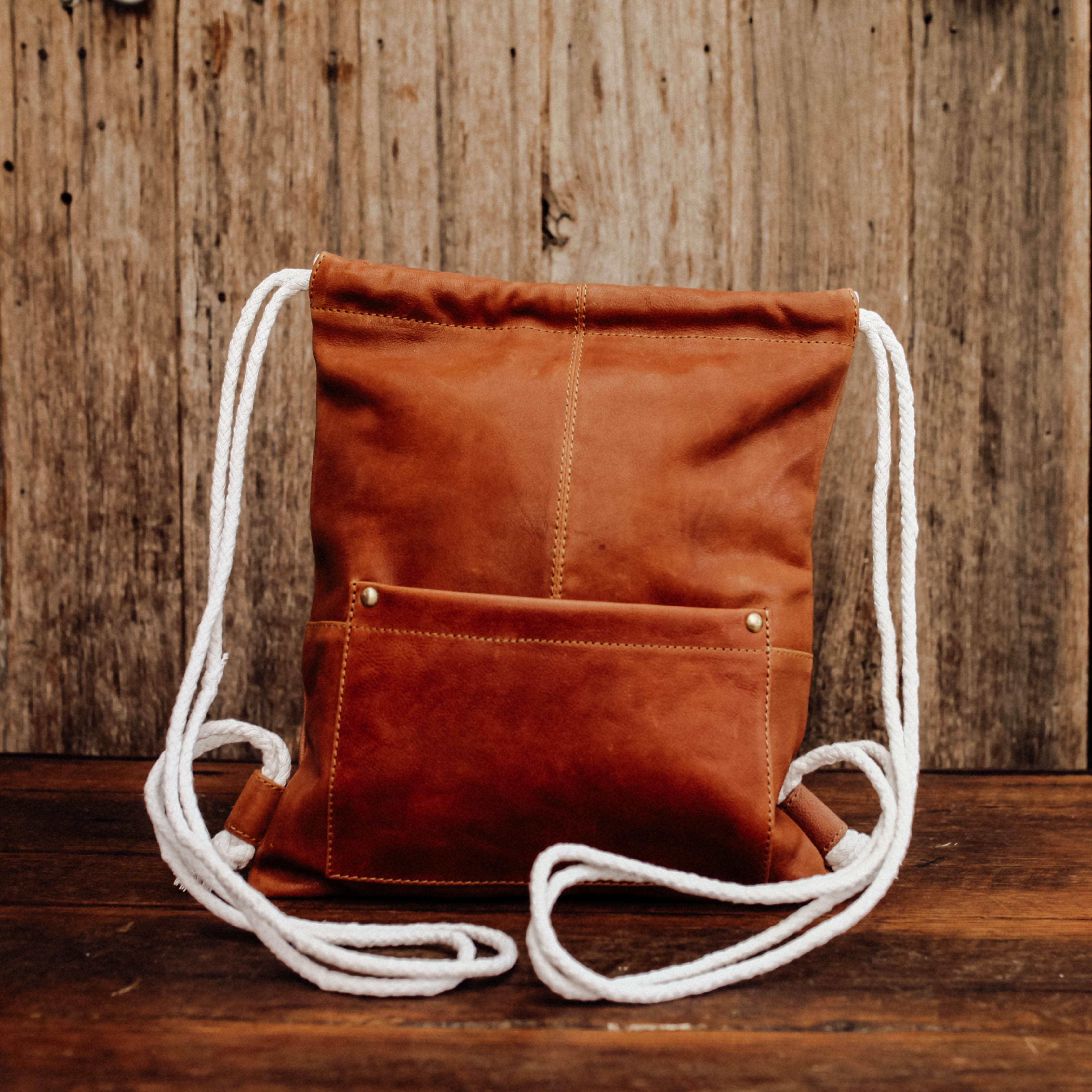 Lake Leather - Pioneer - Women's Leather Drawstring Backpack
