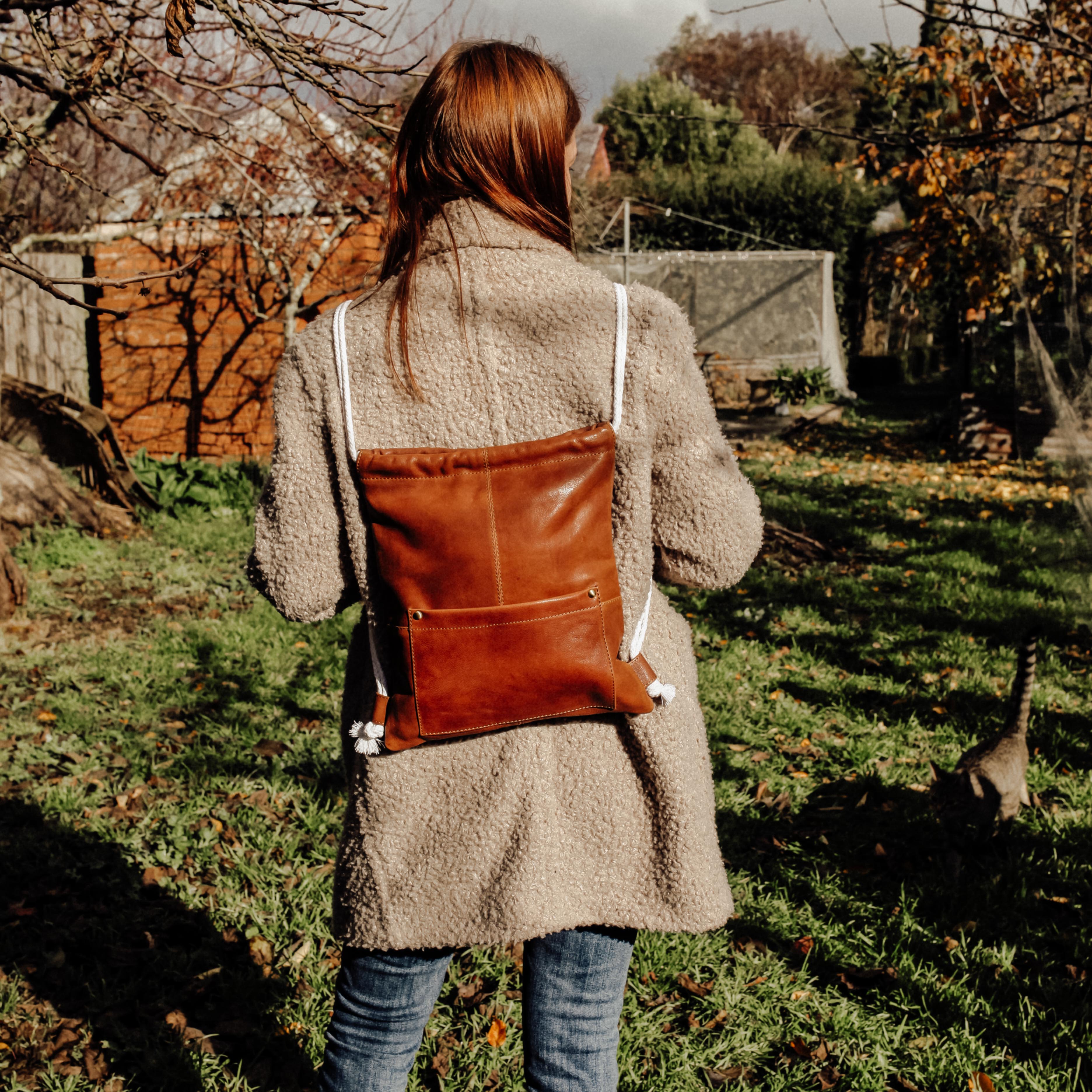 Lake Leather - Pioneer - Women's Leather Drawstring Backpack