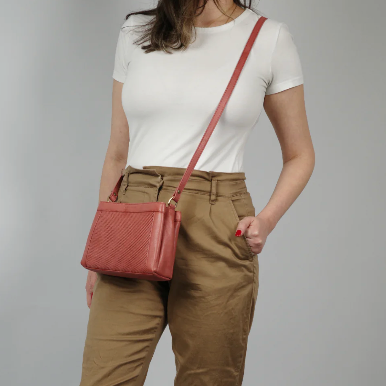 Pierre Cardin - PC 3803 - Women’s Perforated Leather Crossbody Bag