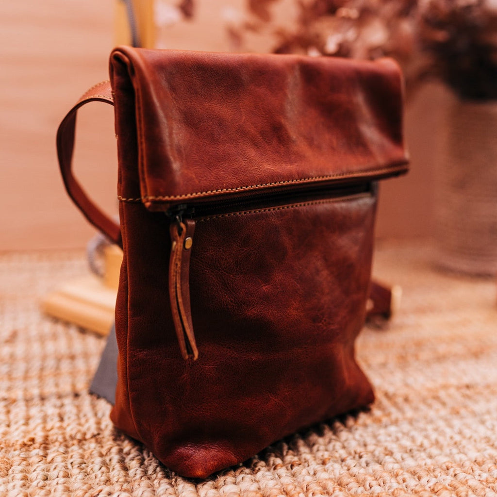 Lake Leather - Rosebery- Women's Turnover Top Leather Crossbody Bag