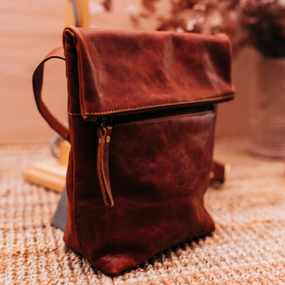 Lake Leather - Rosebery- Women's Turnover Top Leather Crossbody Bag