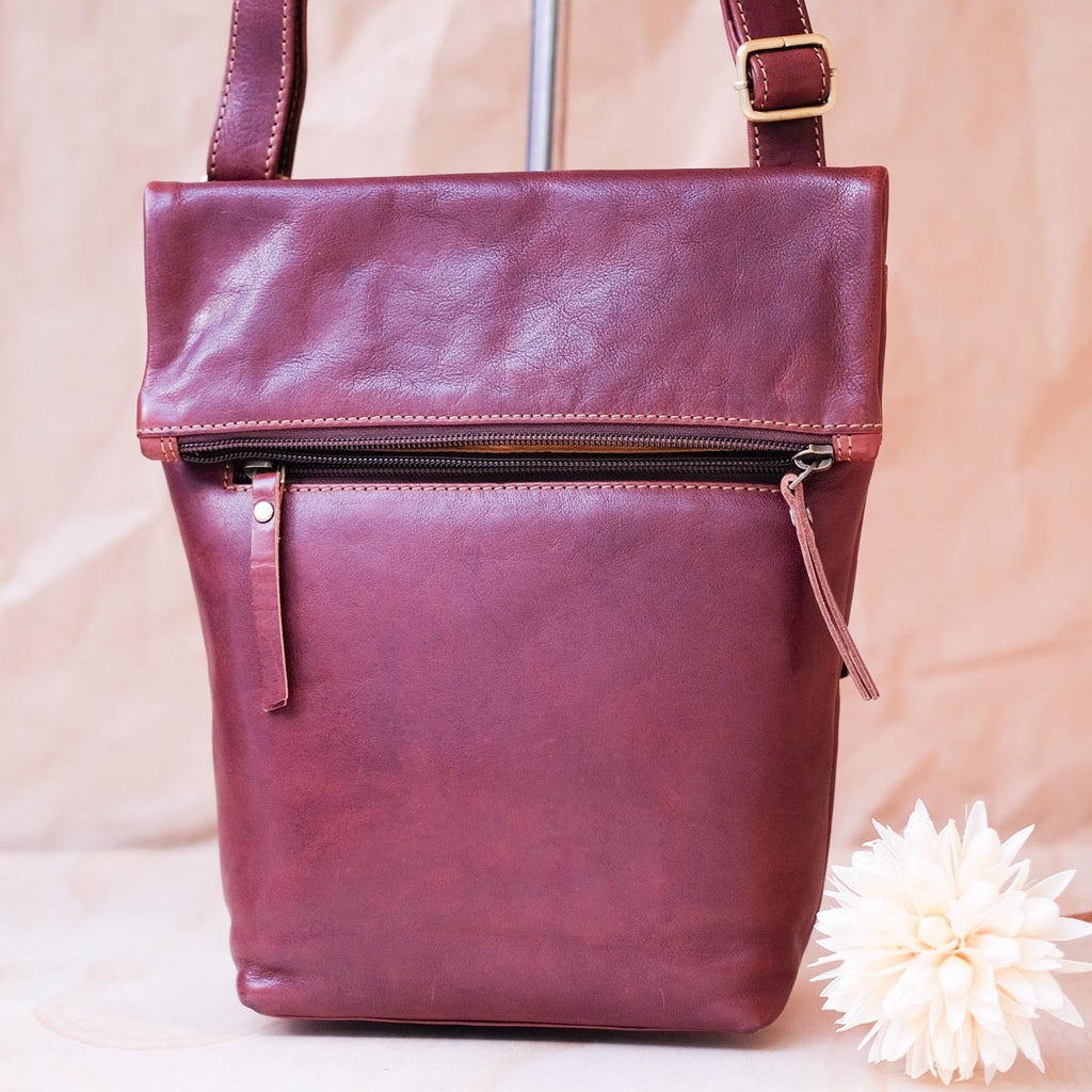 Lake Leather - Rosebery- Women's Turnover Top Leather Crossbody Bag