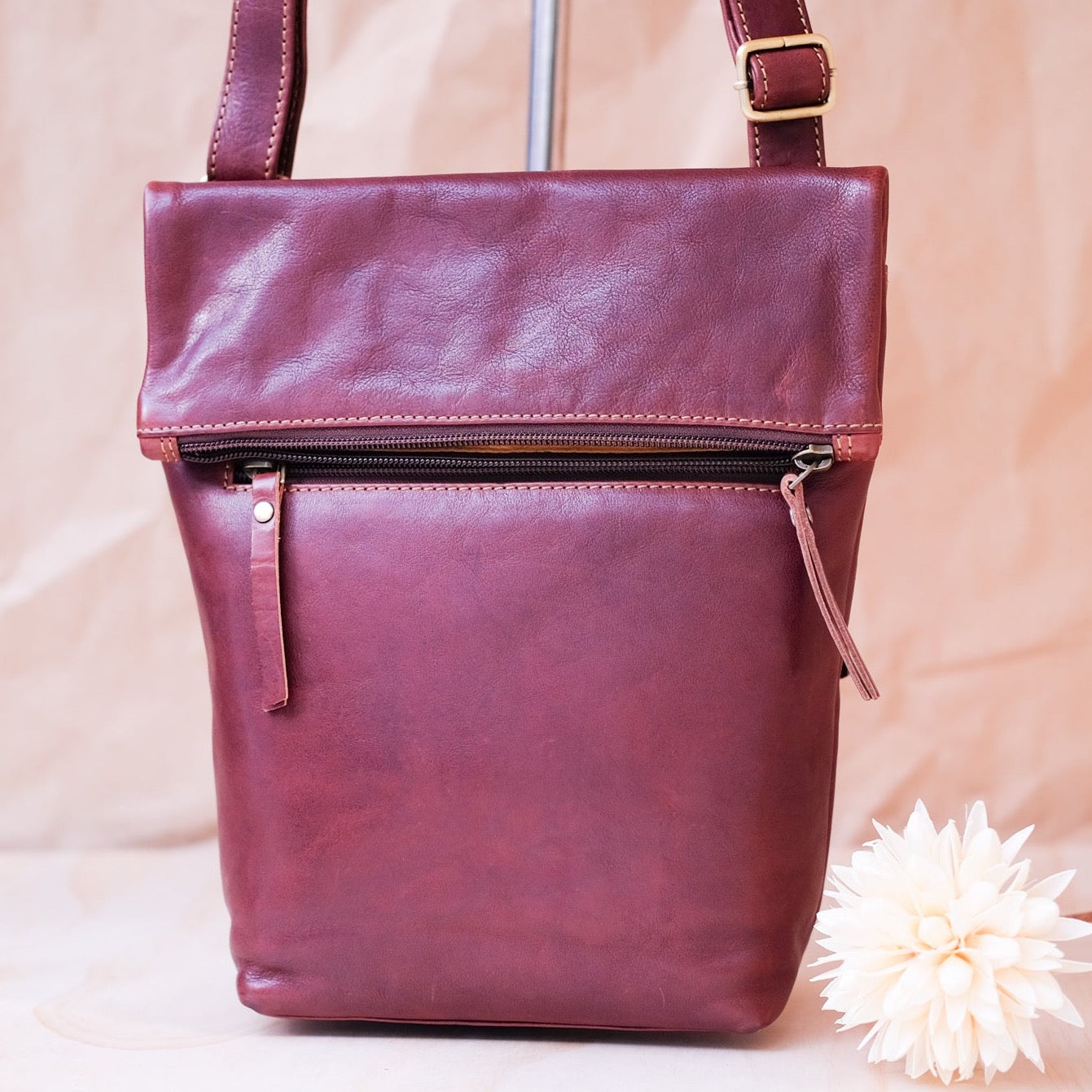 Lake Leather - Rosebery- Women's Turnover Top Leather Crossbody Bag