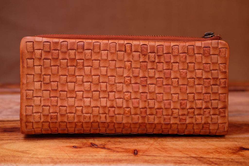 Pierre Cardin - Women's Rustic Leather Woven Purse - PC3124