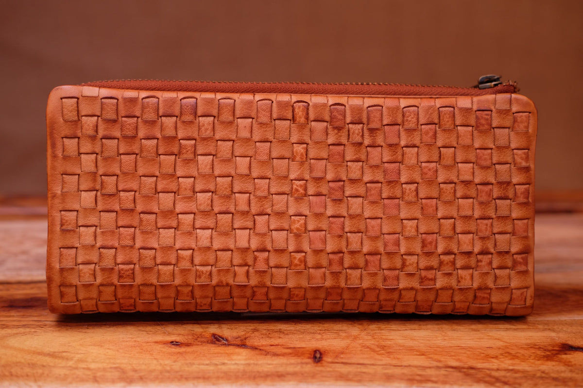 Pierre Cardin - Women's Rustic Leather Woven Purse - PC3124