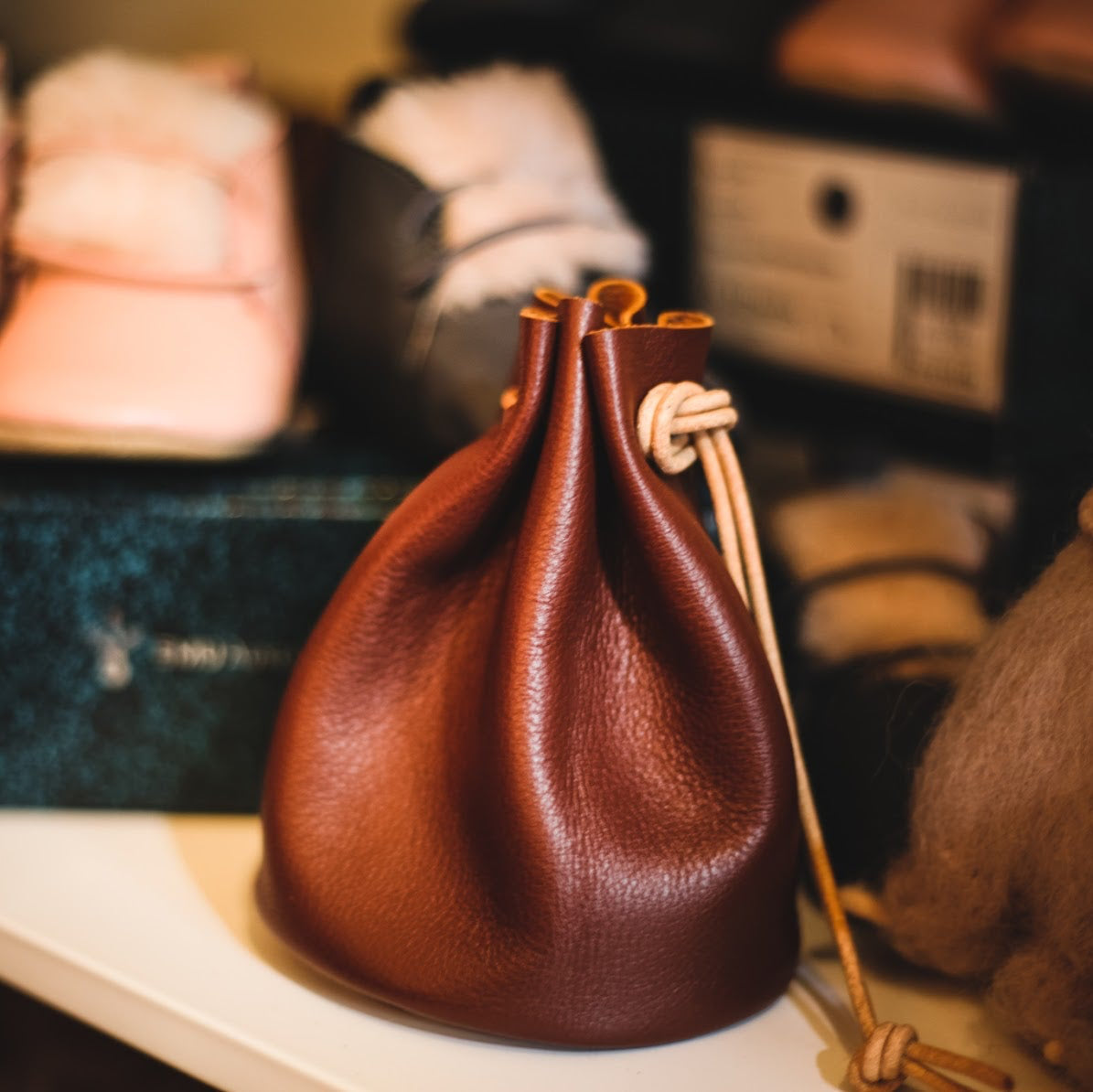 Lake Leather- Unisex Leather Marble Bag