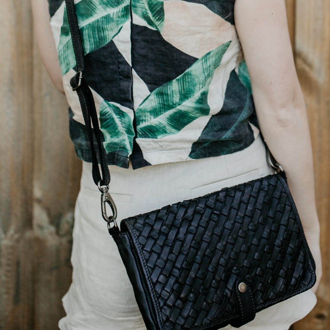 Lake Leather - Devonport- Women's Woven Leather Crossbody Bag